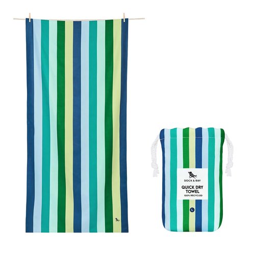 Dock & Bay Kid's Towel - for Beach Use - Quick Dry, Sand Free - Compact, Lightweight - 100% Recycled - Includes Bag - Summer - Cool Lagoon, Large (160x90cm, 63x35)