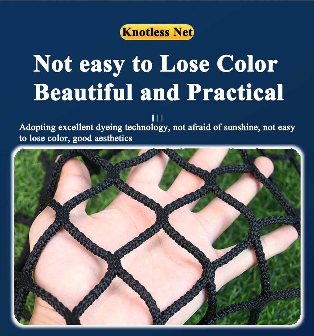 Skiennix Black Safety Rope Net - Knotless Protective Guardrail Net for Kids | 0.5m x 2m (1.64ft x 6.56ft)