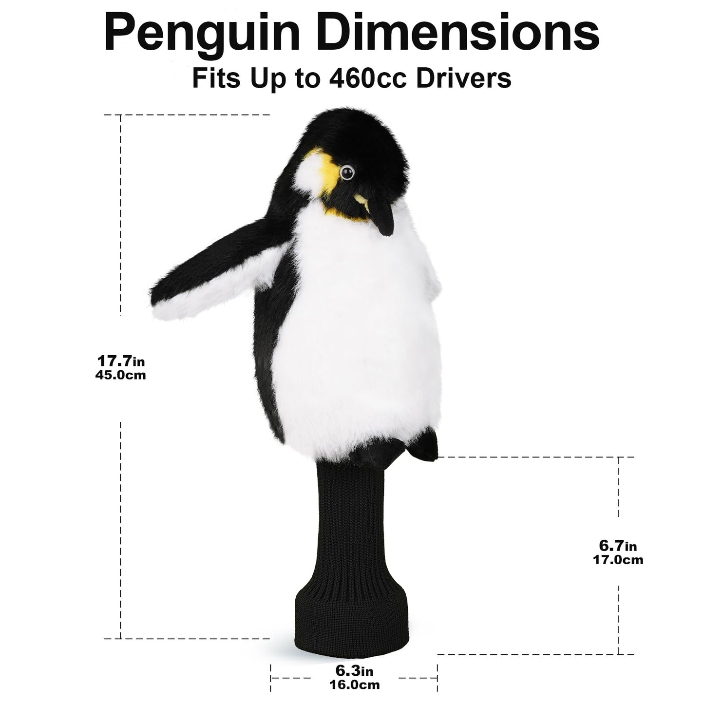 Funny Driver Headcover, Plush Golf Club Covers Long Neck, Animal Headcover, Fairway Wood Hybrid Headcover, Headcovers for Golf Clubs Fits Men and Women, Driver Headcover Animal for Present, Penguin