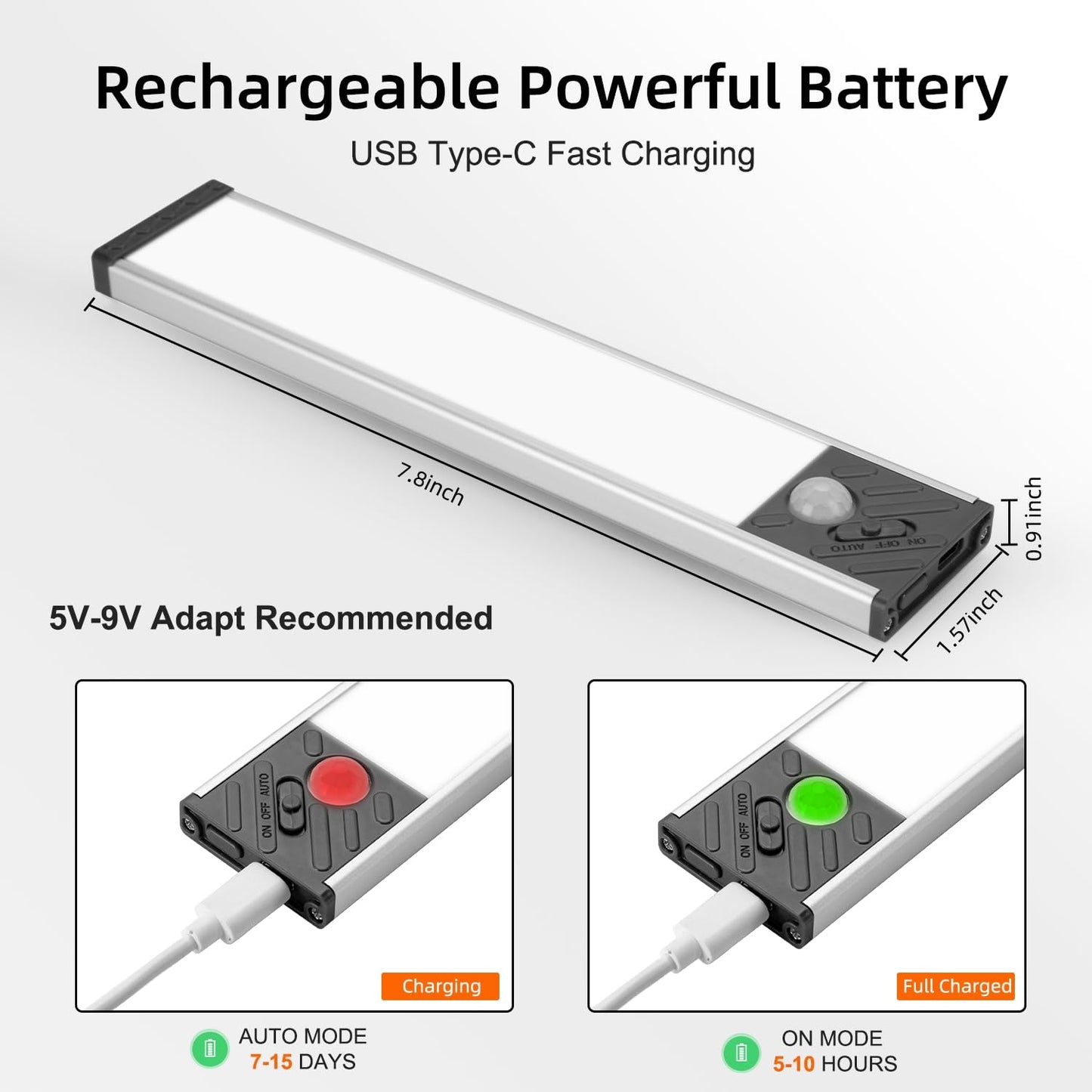 Under Cabinet Lighting, Motion Sensor Light Indoor, Rechargeable Closet Lights，Dimmable Under Cabinet Lights, Magnetic LED Lights for Bedroom, Under Counter Lights for Kitchen, Warm Light