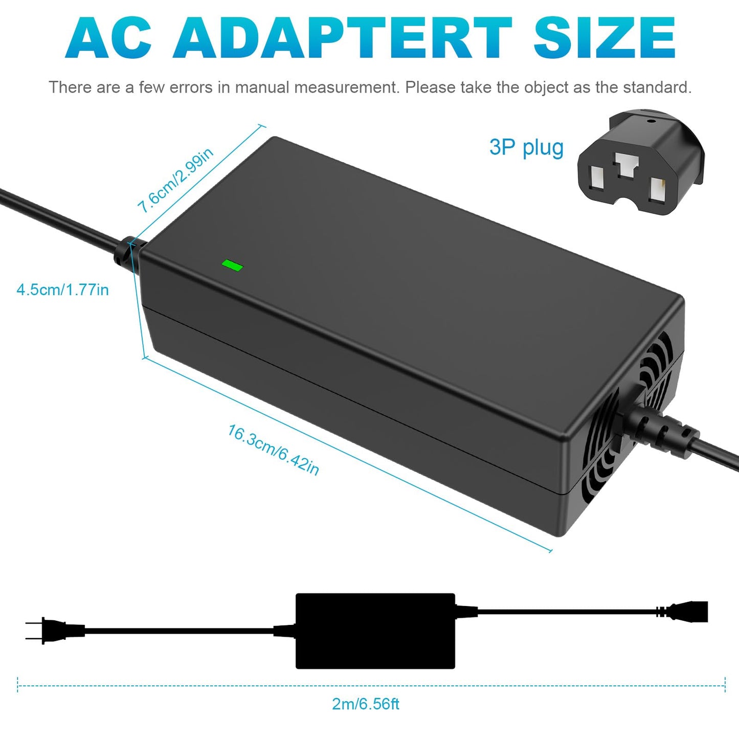 59V 1.8A for 48V 12AH Lead Acid Battery Charger for Electric Bicycle Motor Bike - 3 Holes Plug AC Adapter