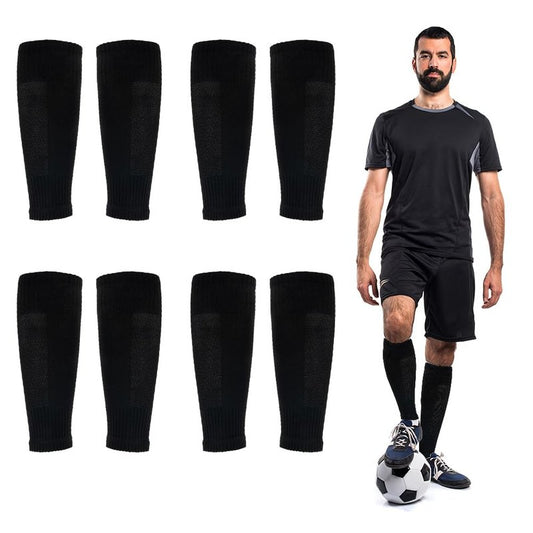 Ukontagood 4 Pairs Leg Sleeves for Soccer Socks, Shin Guard Sleeves to Accompany Anti-Slip Socks, Soccer Sleeve Socks for Youth Adults (Black)