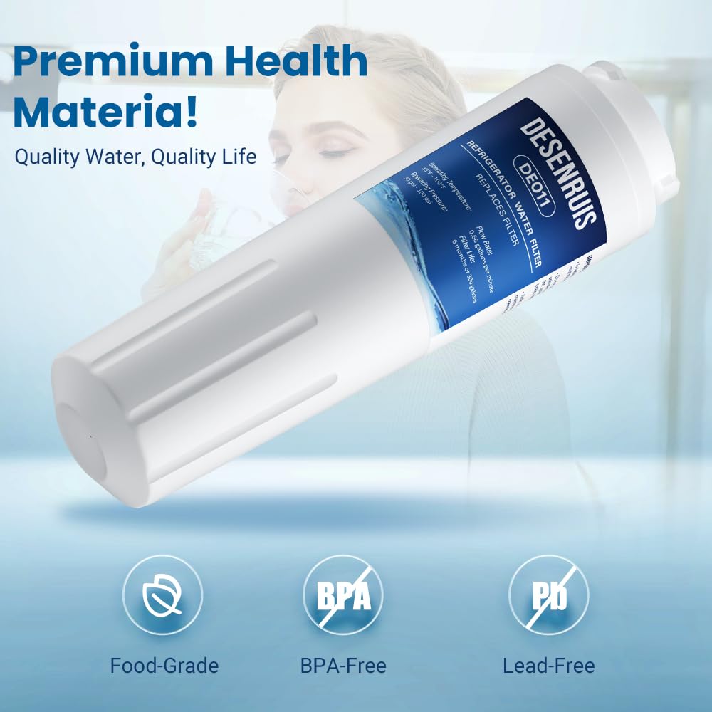 UKF8001 Replacement Compatible with Filter 4, EDR4RXD1, 4396395, UKF8001AXX, UKF8001AXX-200, UKF8001AXX-750, PURICLEAN II, Reduces 99% Chromium, Lead, PFOA and PFOS, 3 Pack, By DESENRUIS