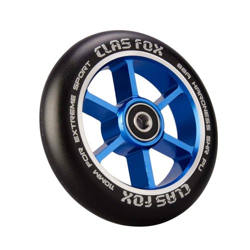 CLAS FOX 110mm One Pair Pro Stunt Scooter Wheels with ABEC-9 Bearings CNC Metal Core (2pcs) (Black PU Blue Core)