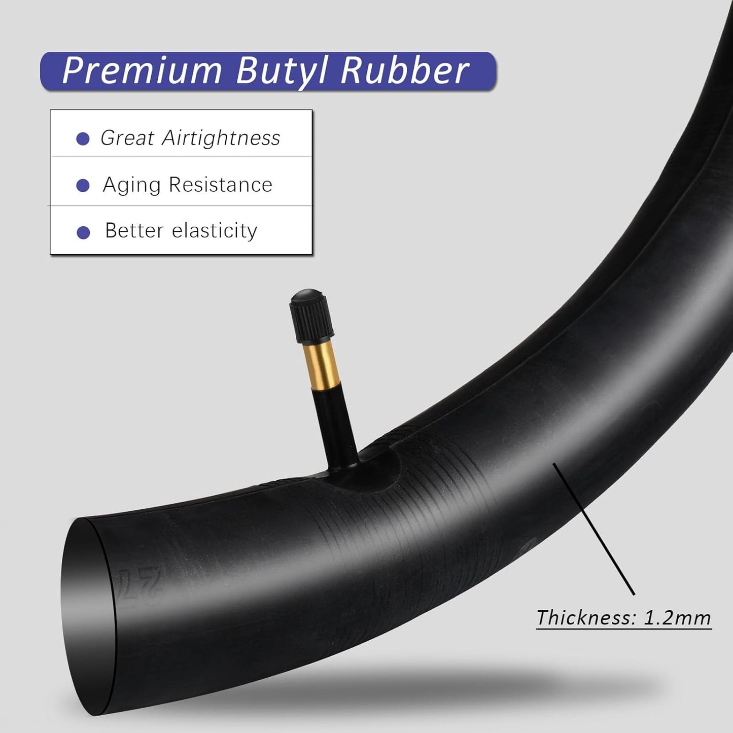 Skiennix 27.5 Inch Bike Tubes - Premium Butyl Rubber with AV48mm Schrader Valve | 2 Pack for Mountain & E-Bikes