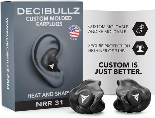 Decibullz - Custom Molded Earplugs | 31dB Highest NRR for Ultimate Comfort in Shooting, Travel & Concerts (2 Pack)