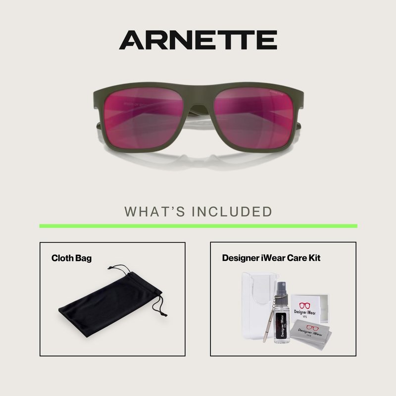 ARNETTE Khim AN4341 28546Q 56MM Military/Grey Mirror Orange/Yellow Square Sunglasses for Men +Bundle with Accessory Eyewear Kit