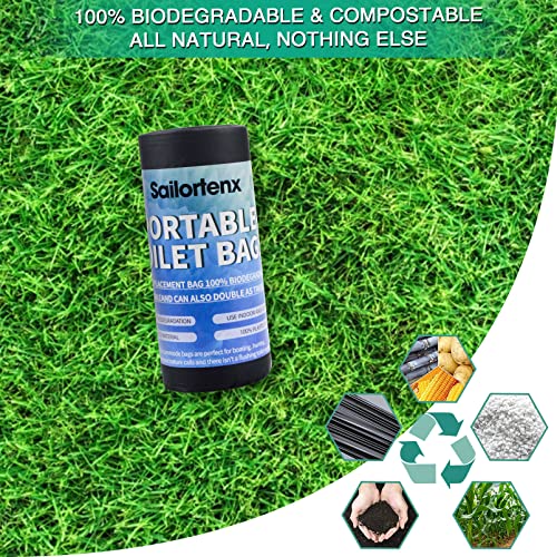80/60/20 Portable Camping Toilet Bags 100% Compostable 8 Gallon Use