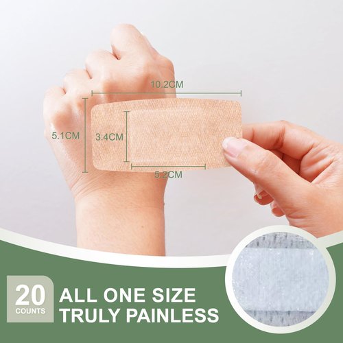 Hysimedy Silicone Adhesive Bandages - Large 2"x4" | Hypoallergenic, Flexible, Latex-Free for Sensitive Skin - 20 Count