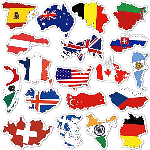 World Flag Stickers - 50 Unique Country Flag Designs for Water Bottles, Scrapbooking & Gifts