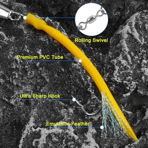 Diamond Jig Saltwater Fishing Lure with Tube Tail - 1 oz Yellow