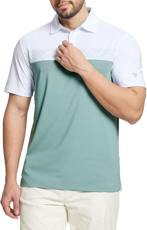 M MAELREG Golf Shirts for Men - Moisture-Wicking Performance Polo with Chest Print | Casual Short Sleeve