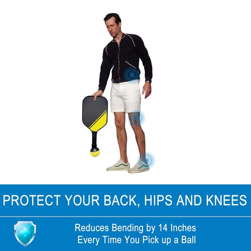 QOGIR Pickleball Ball Retriever: Easy Pickleball Ball Accessory to Pick Up Pickleball Balls Without Bending Over, Attaches to Paddle Bottom, Fits Any Paddles