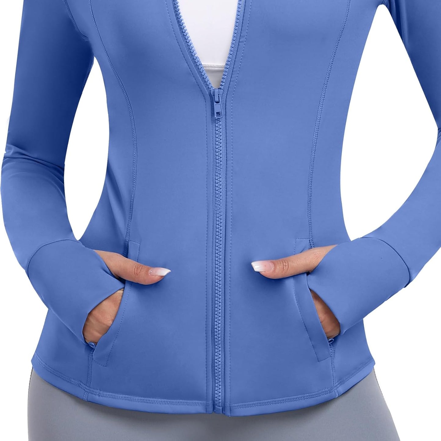 Skiennix Women's Athletic Full Zip Jacket - Lightweight Running & Yoga Sportwear with Pockets & Thumb Holes