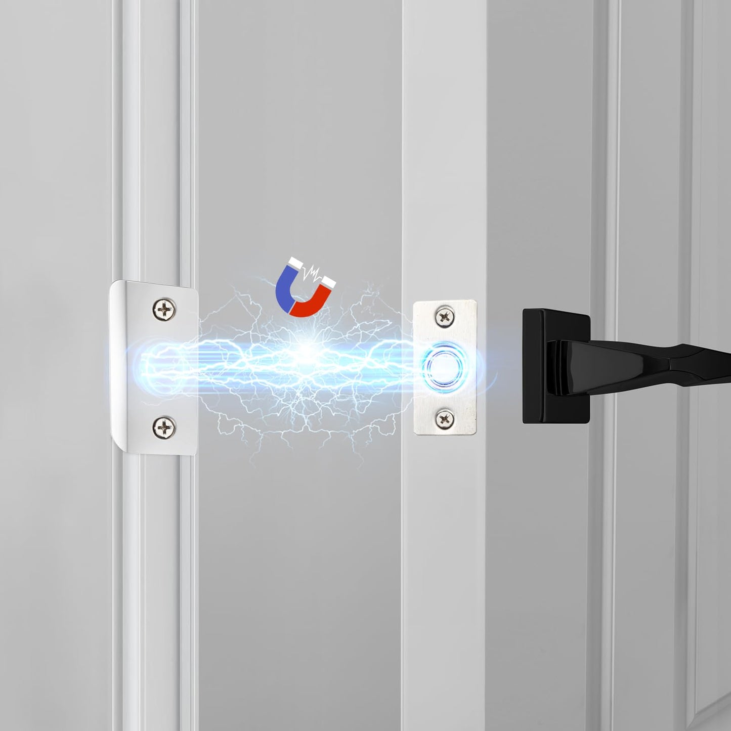 Closet Magnetic Door Catch, Strong Magnetic Ball Catch for Top of Door, Ball Catch Replacement, Adjustable Magnetic Door Latch, Silver Door Magnet, 2 Pack French Ball Catch for Top of Door