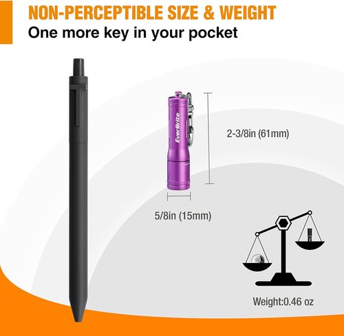 EverBrite Mini Keychain LED Flashlight - Bright Portable Pocket Torch for EDC & Emergencies | Purple