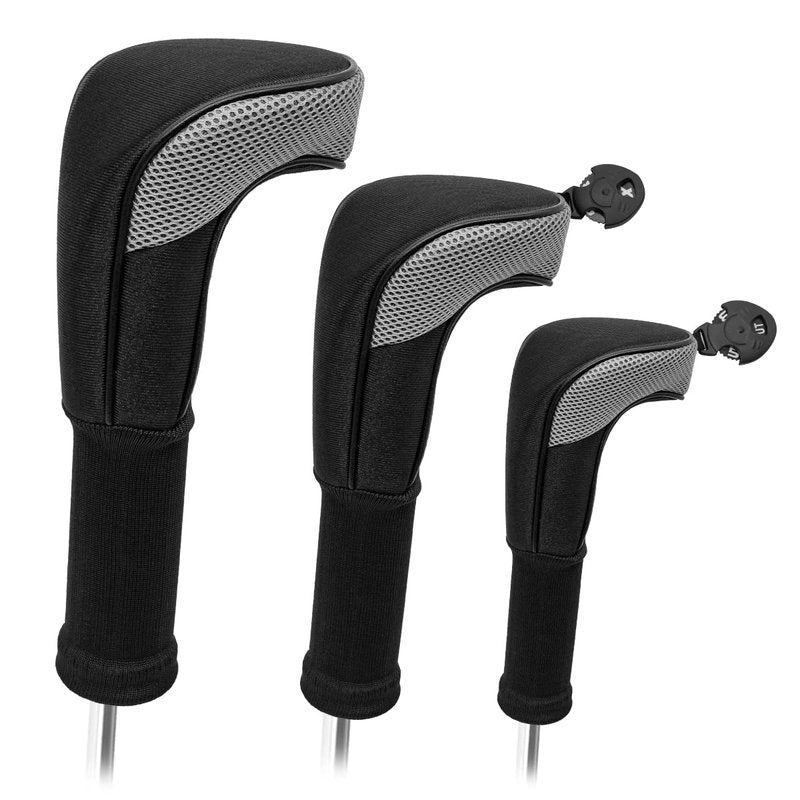3pcs Golf Headcovers Set 1 3 h - Golf Club Covers for Driver Fairway Wood and Hybrids Grey and Black Driver Headcover 3 Wood Hybrid Head Covers