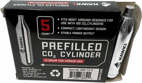 Hawki 12 Gram CO2 Cartridges - Perfect for Air Guns, BB Guns, Airsoft Pistols & Paintball Gear