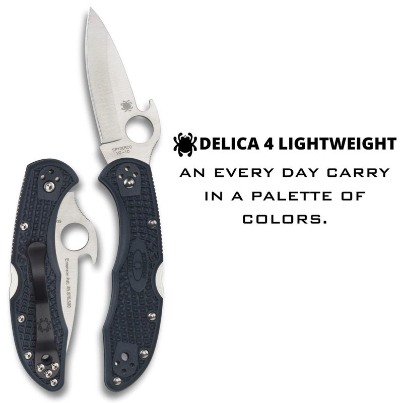 Spyderco Delica 4 Lightweight 7.15" Signature Folding Knife with 2.90" Saber-Ground Steel Blade and Emerson Opener - PlainEdge Grind - C11PGYW