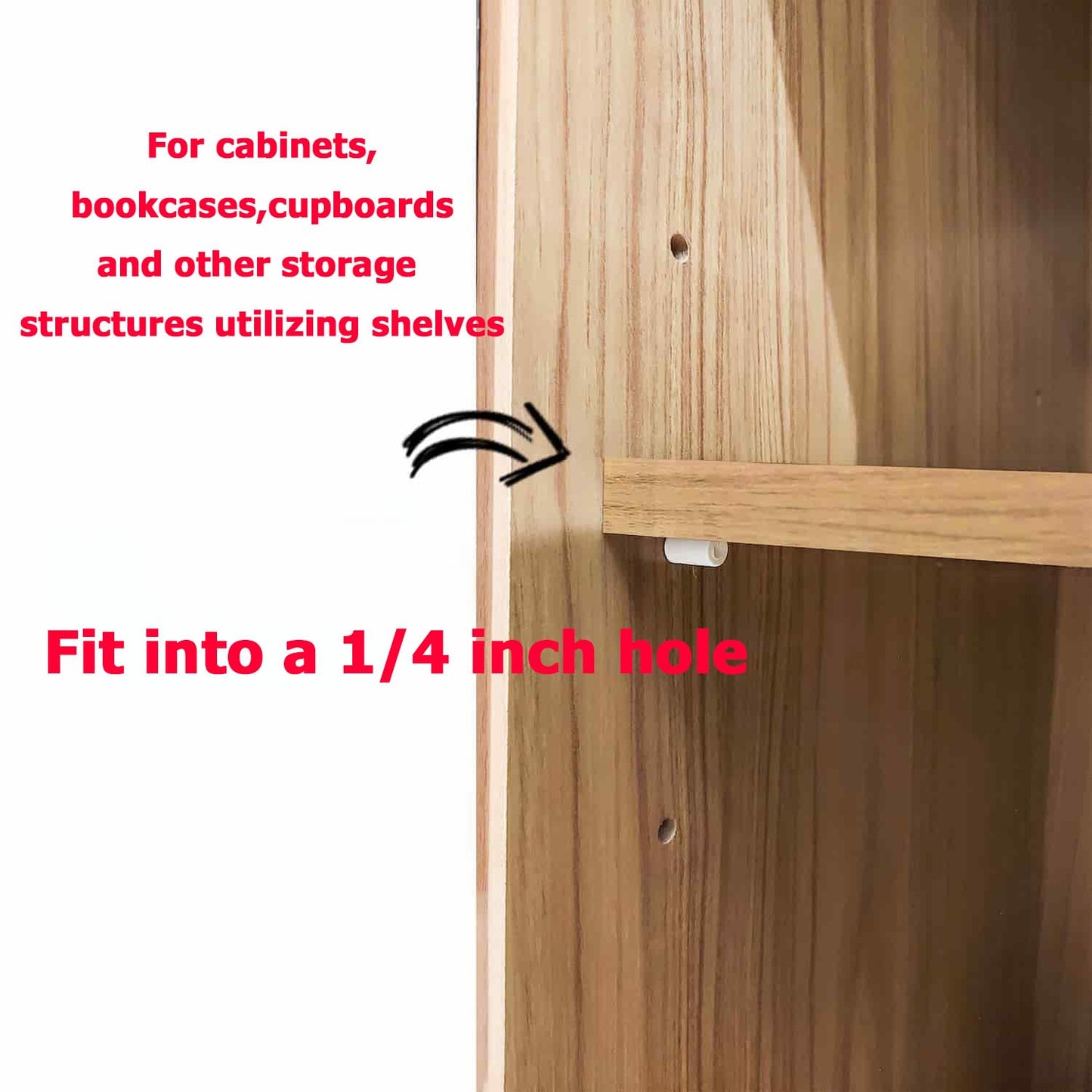 ARYEIELLSOW (50 Pcs) U 10136 Shelf Support Peg Fits 0.25" Holes for Kitchen Cabinet Closet Bookcase Shelves,5 lb Load Capacity,Clear Plastic Shelf Pins