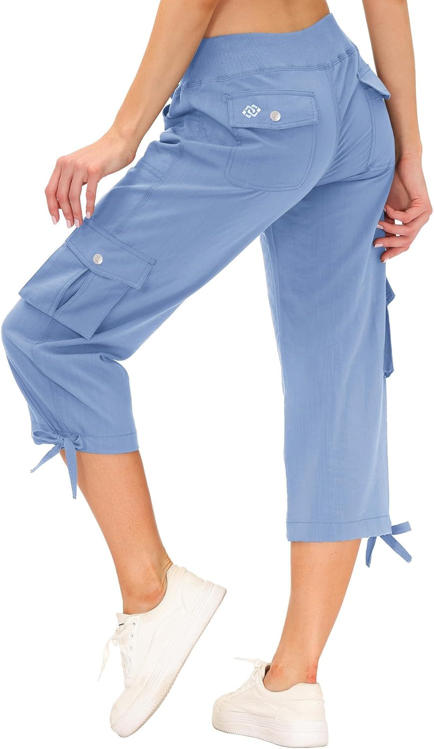 MoFiz Women's Capris - Lightweight Loose Fit Cargo Pants with Pockets for Casual Hiking | Dressy Style