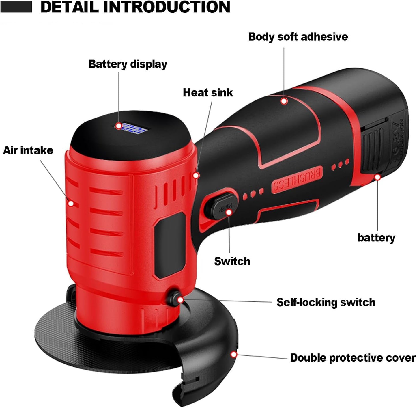 Mini Cordless Angle Grinder Kit - 19500 RPM Electric Tool with 2 Batteries & 5 Cutting Discs for Metal & Wood