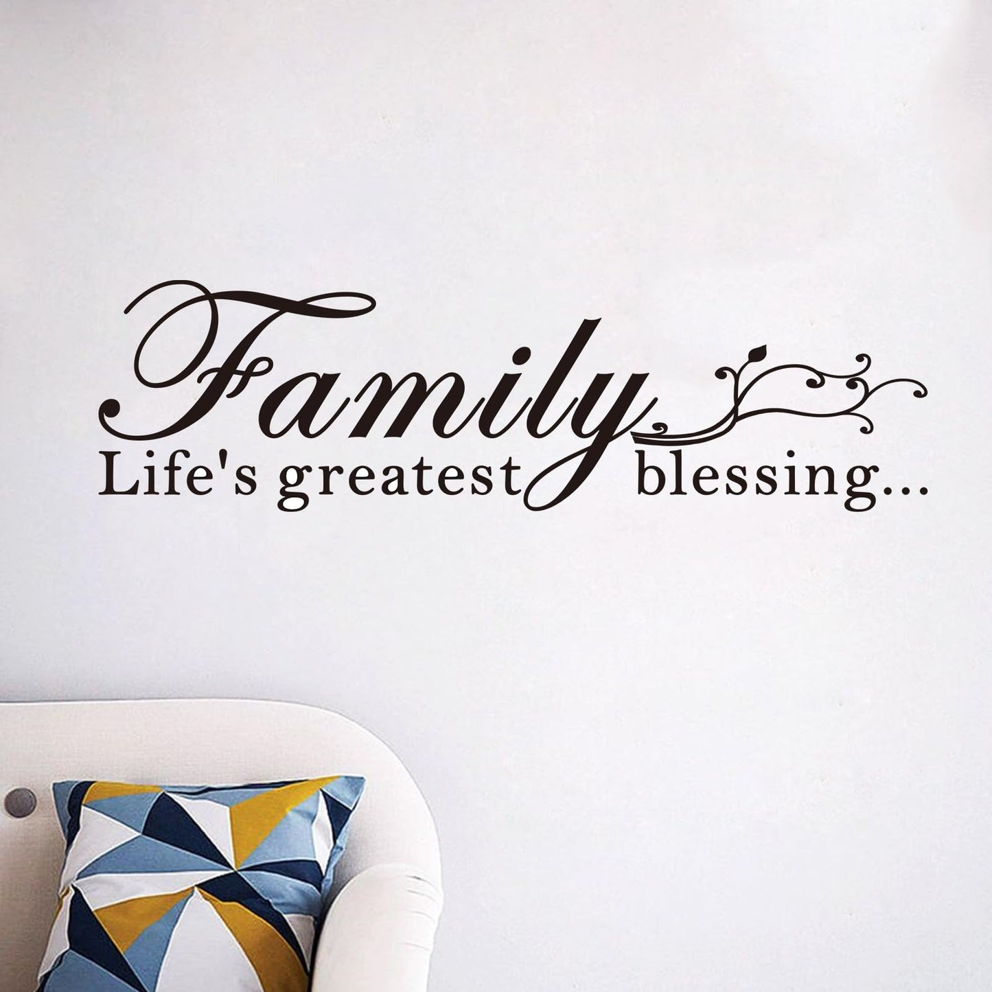 Inspirational Family Wall Stickers for Bedroom: Home Quotes Motivational Vinyl Art Wall Decals for Living Room Kitchen Apartment Bathroom - Family Life's Greatest Blessing 25" X 7"