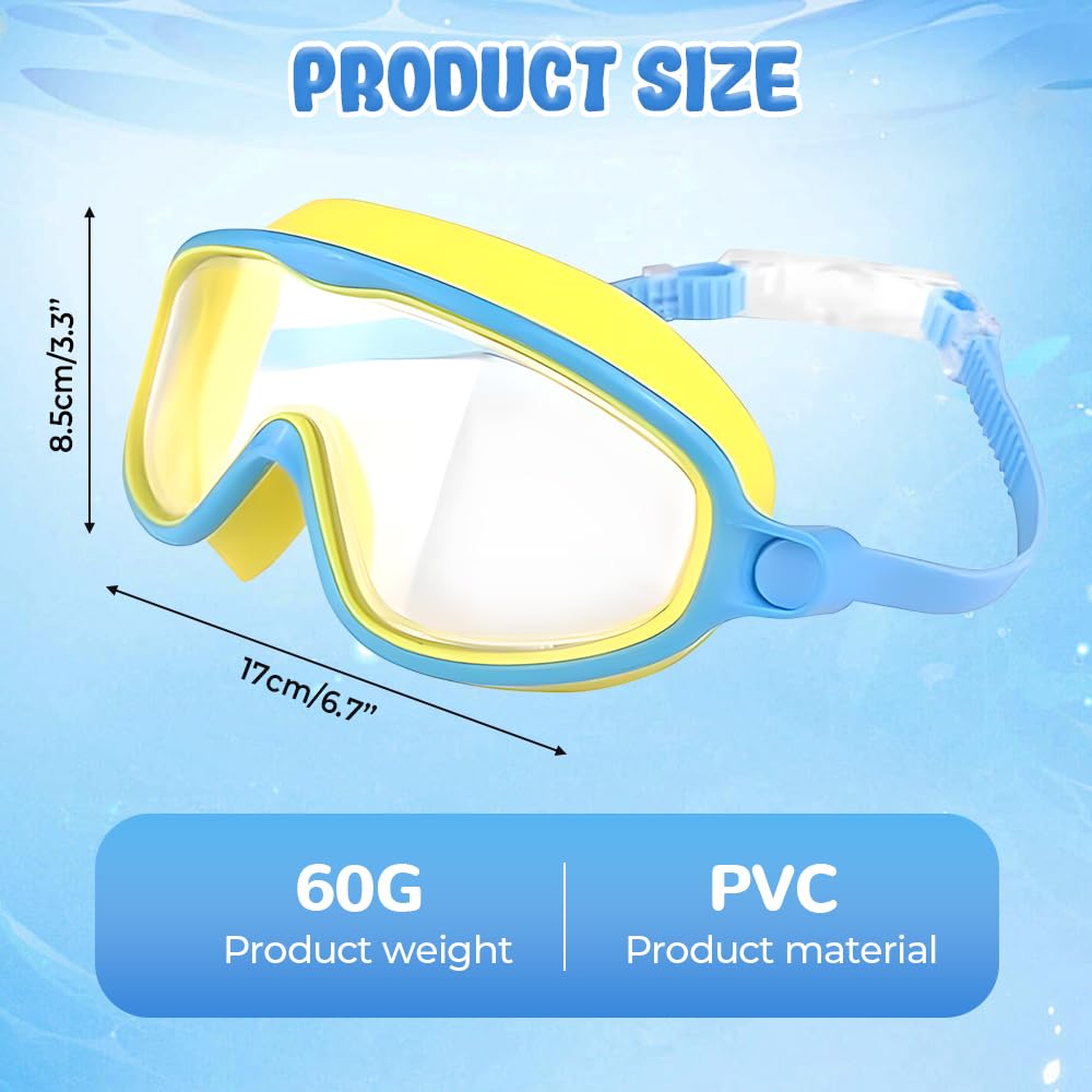 Teamoda Hd Children's Large Frame Waterproof and Anti-Fog Swimming Goggles, No Leakage Clear Beach Pool Goggles for Kids Boys Girls (Blue)