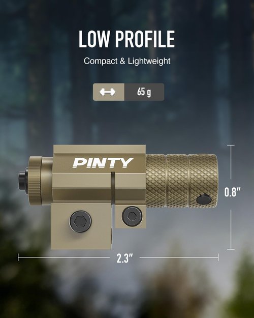 Pinty Tactical Red Laser Sight for Pistol Rifle Airsoft, 100m Range Compact Low Profile Gun Laser, 21mm Picatinny Mount, FDE Tan