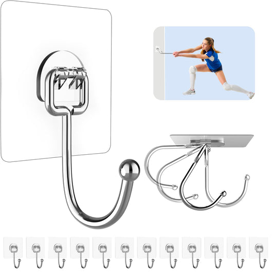 12 Pack Large Adhesive Hooks for 44 lb(Max) Hanging Heavy Duty, Self Adhesive Sticky Hooks Waterproof Stainless Steel Wall Hook for Home Bathroom Shower Kitchen Outdoor Utility Hooks
