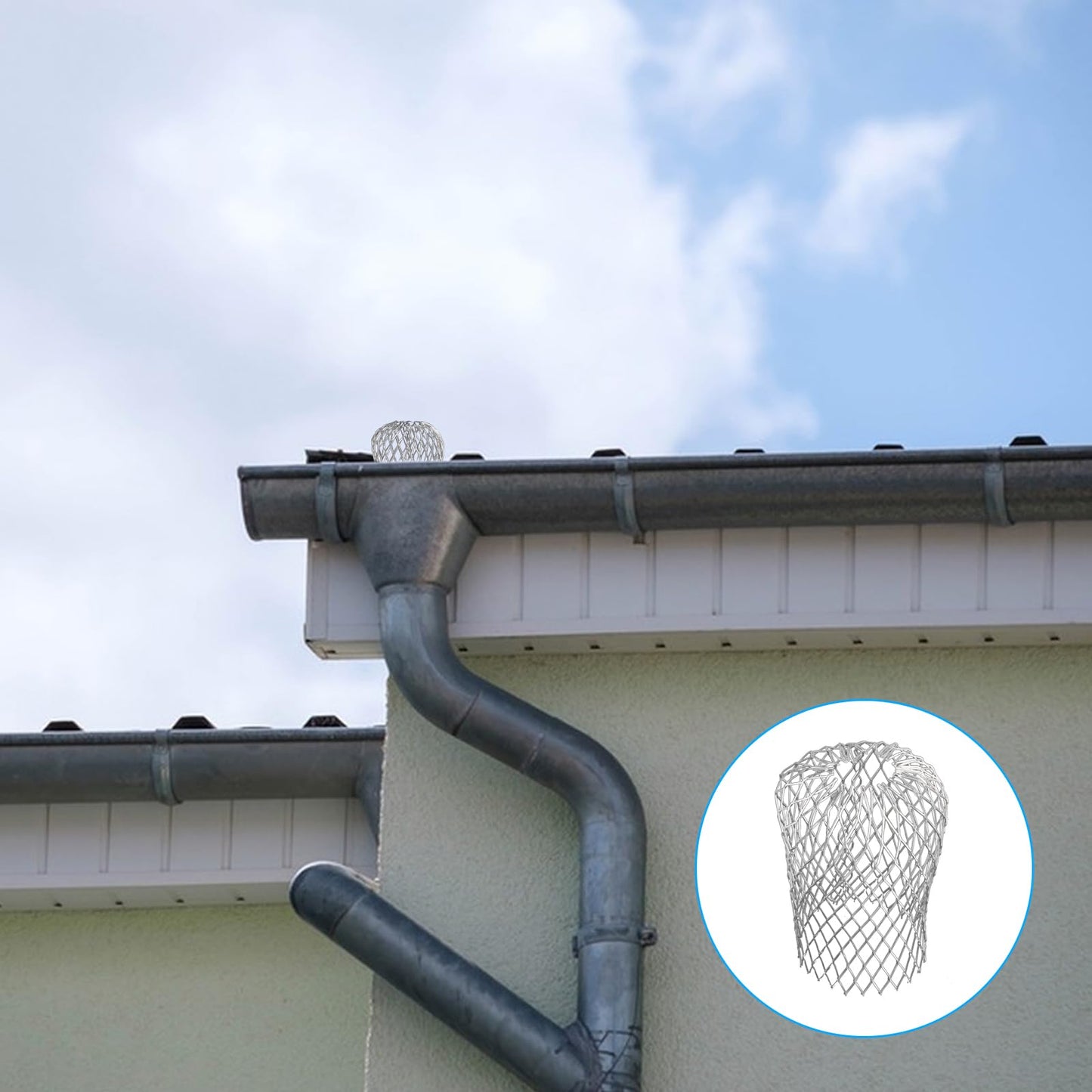 Heavy-Duty Aluminum Gutter Guards (3.5 Inch) - Expandable Downspout Leaf Filter Strainer with Debris Blockage Prevention Screen (8 pcs Sliver)