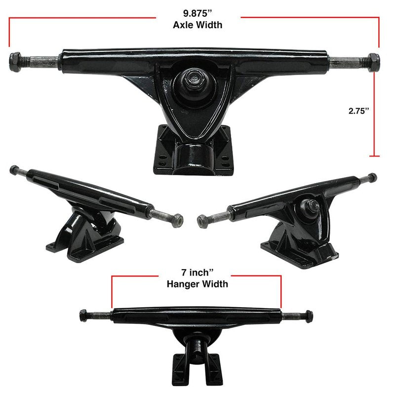 Yocaher Longboard Skateboard Trucks Wheels Combo Set 71mm Wheels + 7"/180mm Heavy Duty Aluminum Black Trucks, Bearing, Riser Pad, and Skateboard Longboard Cruiser Hardware