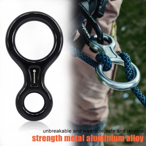 NewDoar Climbing Gear Downhill Equipment, Descender Rappel Rock Climbing Descending Belaying Equipment Rescue Figure 8 Descender Rigging Plate 35KN for Climbing Belaying and Rappeling Device(Black)