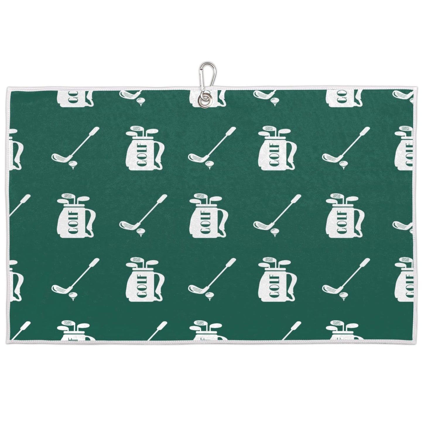 Lakiniss Green Golf Theme Golf Towel 24x15 inch Ultra-fine Fiber Absorbent Quick Drying Belt with Heavy-Duty Climbing Buckle, Portable and Durable Cleaning Club/Golf Club for Both Men and Women