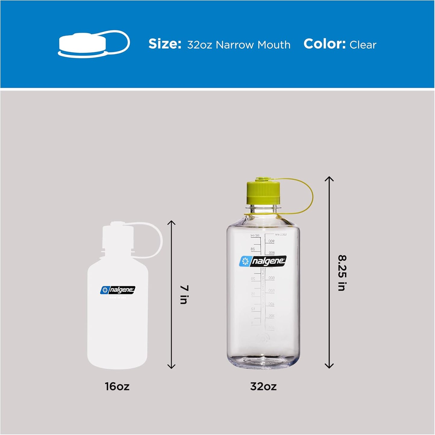 Nalgene 32 oz Narrow Mouth Water Bottle - BPA-Free, Durable & Leak-Proof | Lightweight for Gym, Office & Travel