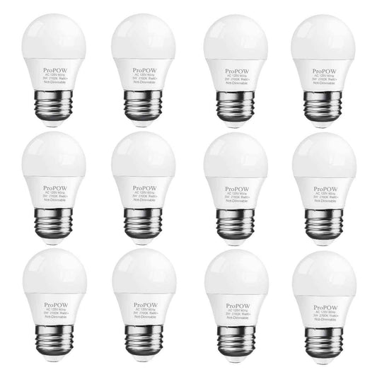 ProPOW 25 Watt Light Bulbs Equivalent, A15 25W LED Light Bulb 2700K Soft White E26 3W Low Watt Light Bulbs Table Lamp Bulb for Bedroom (12 Pack)