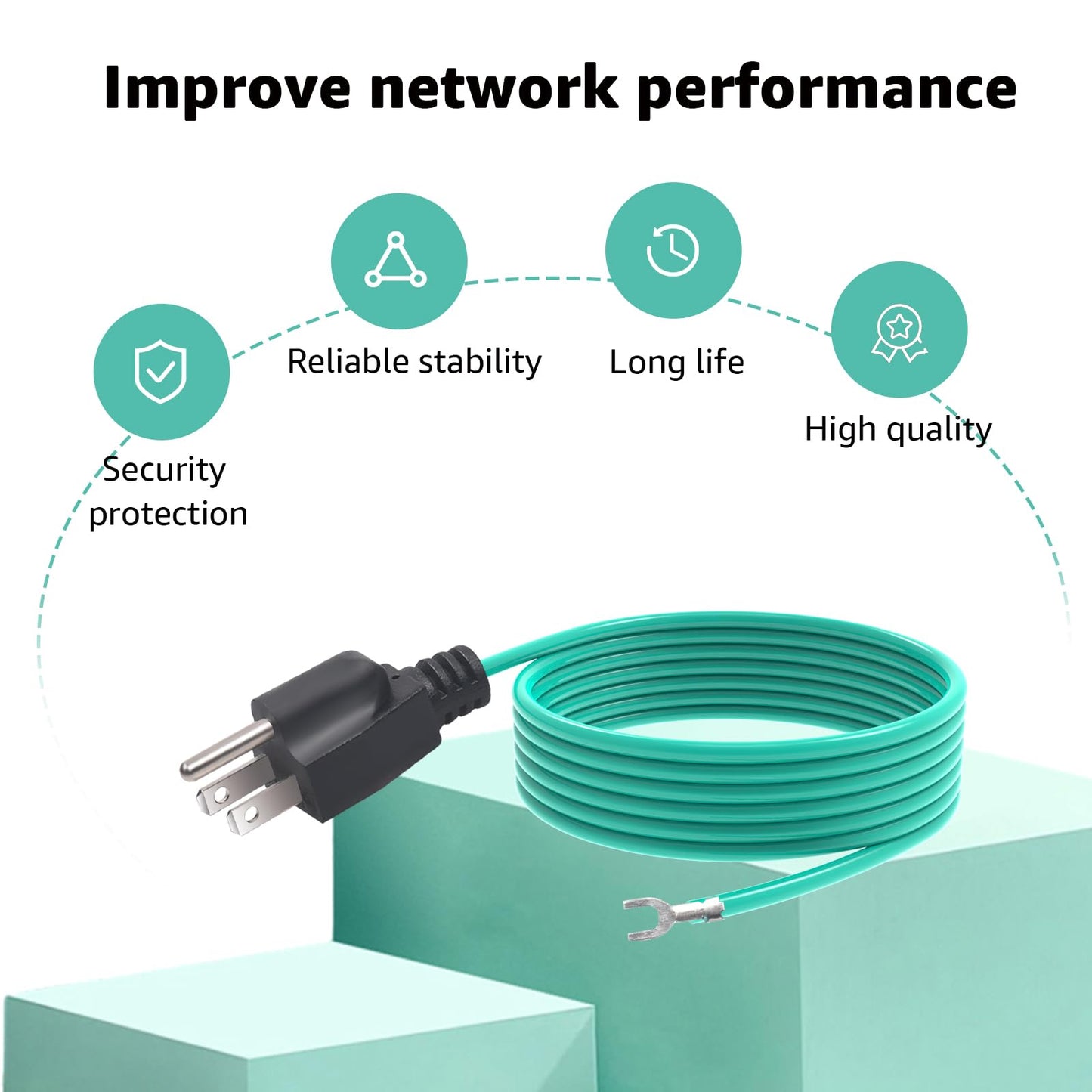 Aomitop Shielded Ethernet Patch Panel Bond Ground Extension Cord, for NEMA 5-15P 3 Prong Plug