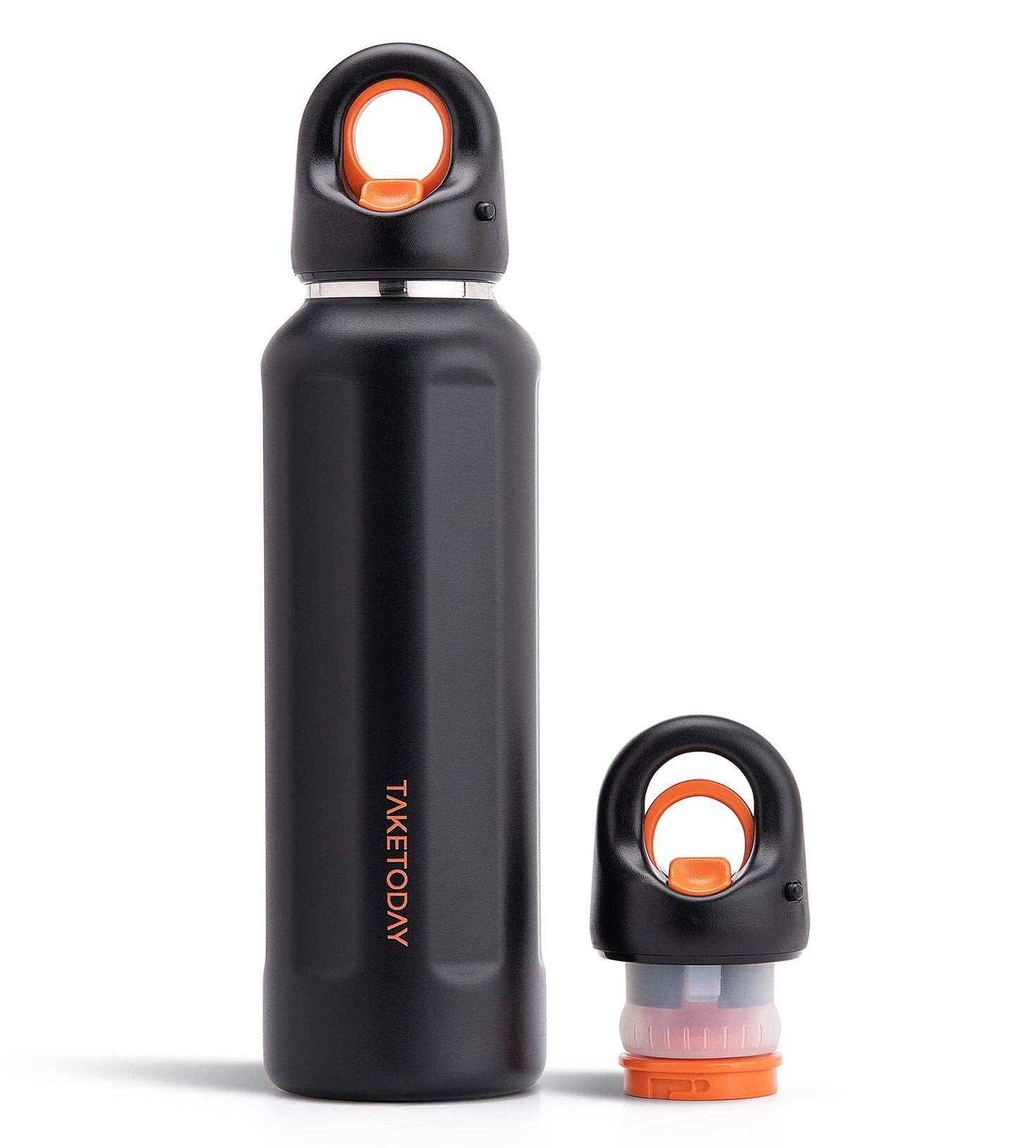 TakeToday 20oz Insulated Water Bottle with One-Touch Chug Lid, Leakproof, Keeps Cold 36H, Stainless Steel Double-Wall Vacuum Thermos for Gym, Hiking & Outdoor, Black