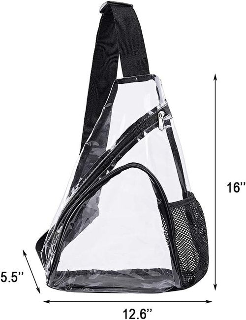 Clear PVC Sling Bag - Stadium Approved Crossbody Backpack for Events | Stylish & Functional