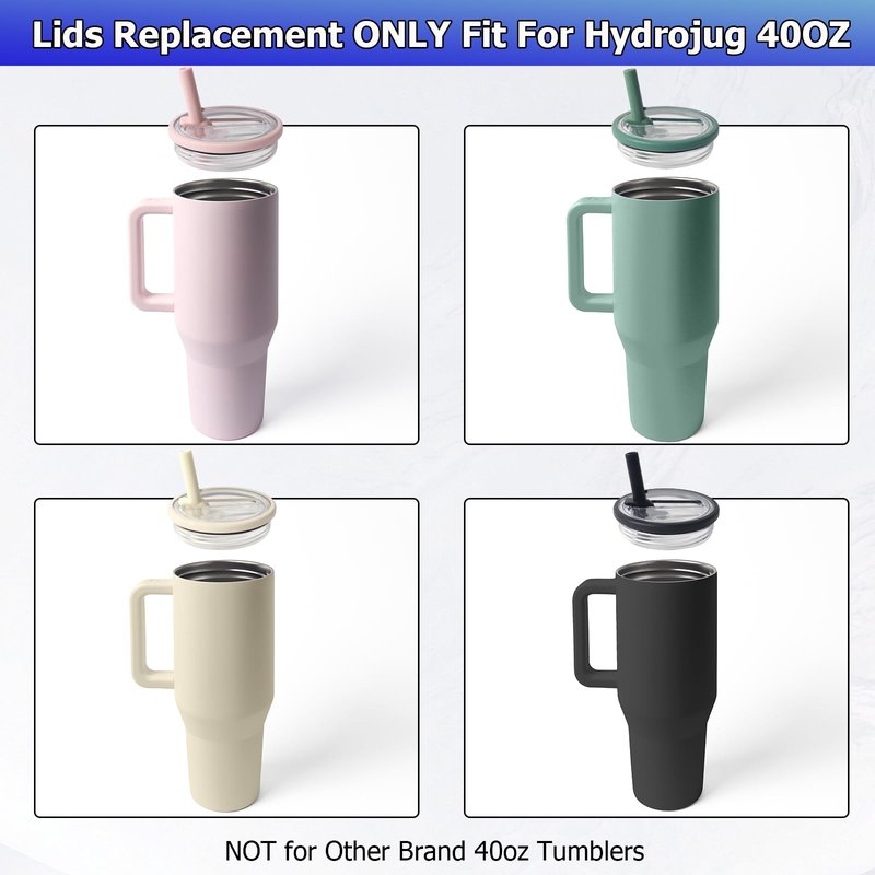 HeyMoly Tumbler Lid Replacement for Hydrojug Traveler 40oz Water Bottle With Handle(ONLY), Flip Straw Lid for Hydrojug 40oz Tumbler, Accessories for Hydro Jug, Leak Proof and BPA Free(Pink)