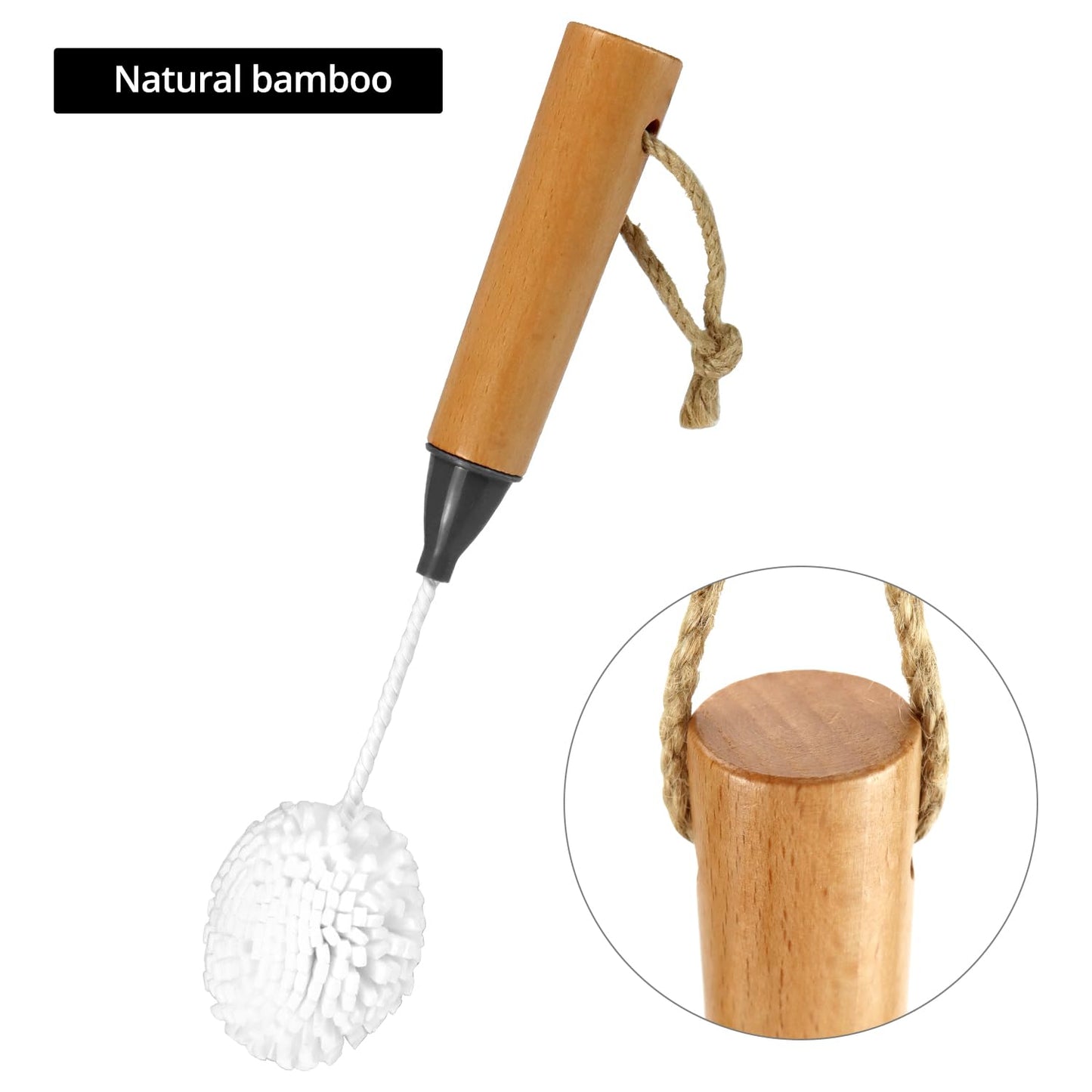 QWORK Whiskey Tasting Glass Brush - 3-Pack Natural Beech Wood Grips Foam Brush Cleaning Brushes