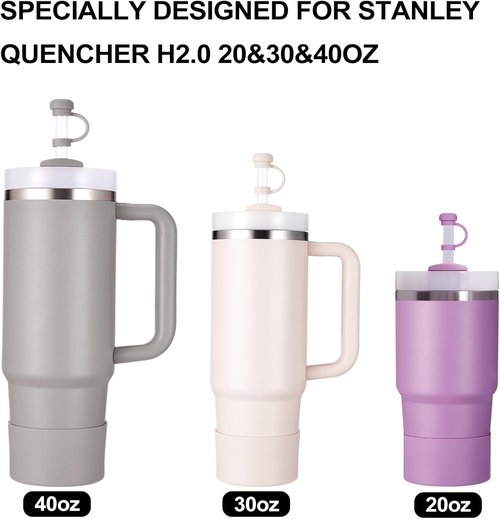 HYZ Silicone Spill Proof Stopper Set - 8 Piece Accessory Kit for Stanley H2.0 Tumblers | Ash Color