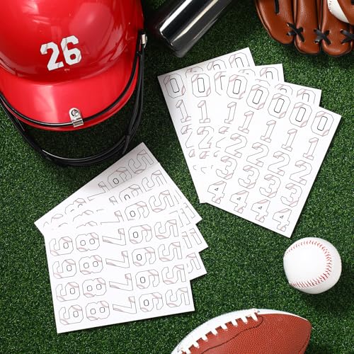 Baseball Helmet Number Stickers - 160 Pcs Self-Adhesive - White