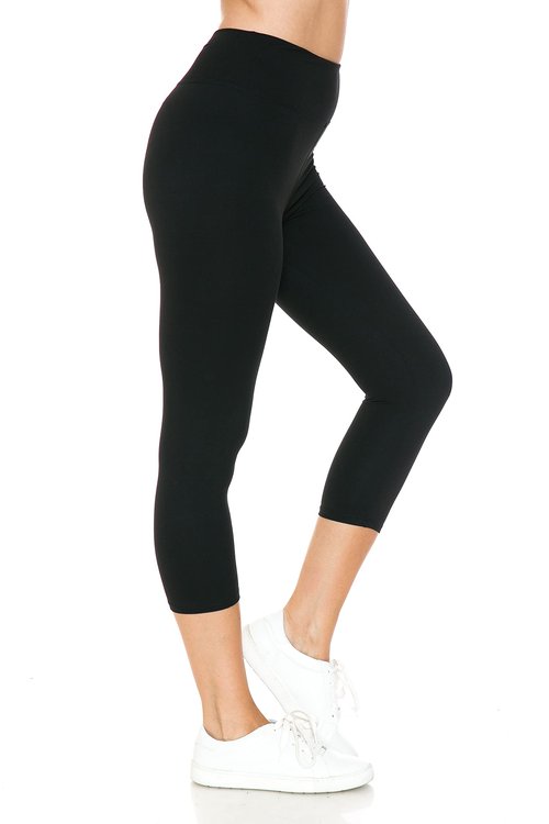 Leggings Depot Women's 3" Waistband Yoga High Waisted Solid Leggings Pants (Full Length, Black, 2X)