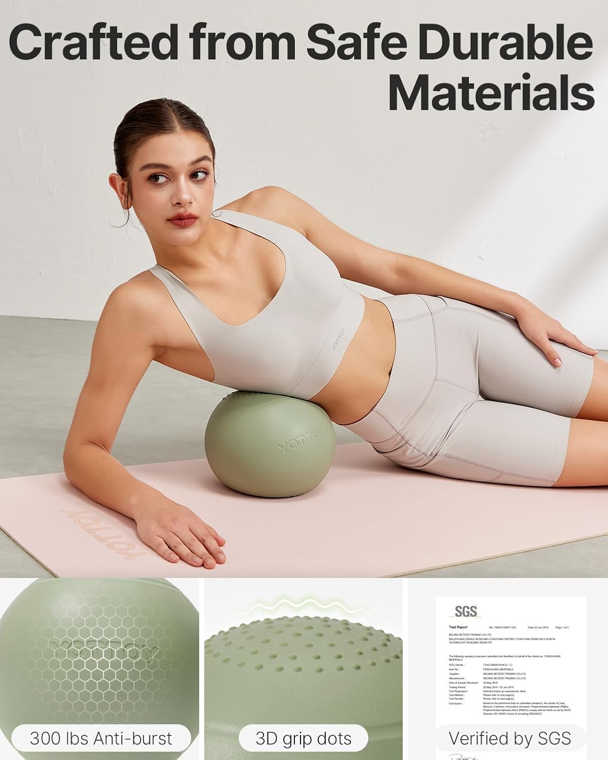 YOTTOY 9-Inch Pilates Ball - Anti-Burst Small Exercise Ball for Yoga, Stability & Home Workouts