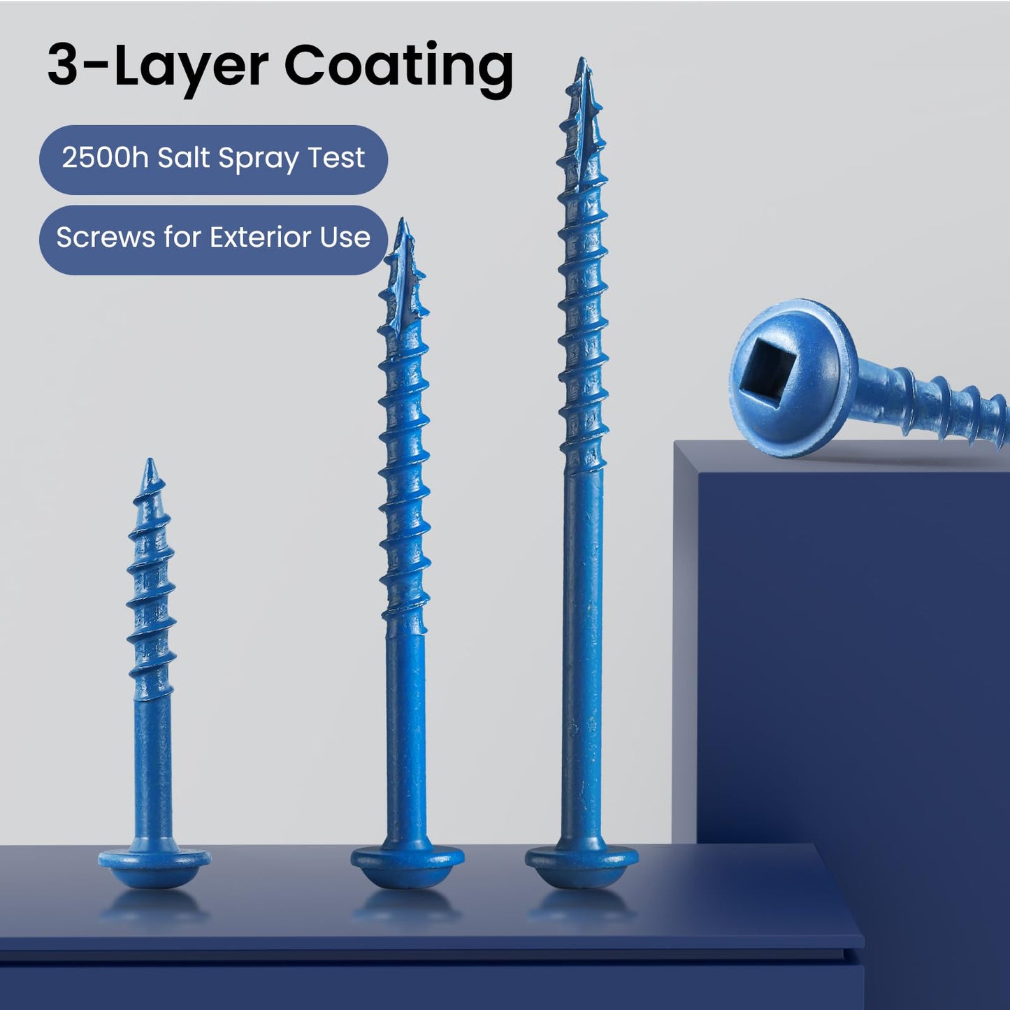BNUOK Pocket Hole Screws 1 1/4 Inch, 150Pcs, Anti-Rust Blue Coated Pocket Screws #8 x 1-1/4", Exterior Wood Screws, Coarse Thread, Washer Head Square Drive, Self-Tapping Tip, with Drive Bit