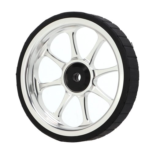 Folding Bike Easy Wheel Aluminum Alloy Rolling Wheel with Rubber Tire for 3sixty Folding Bicycle Replacement Transport Wheel (Silver)