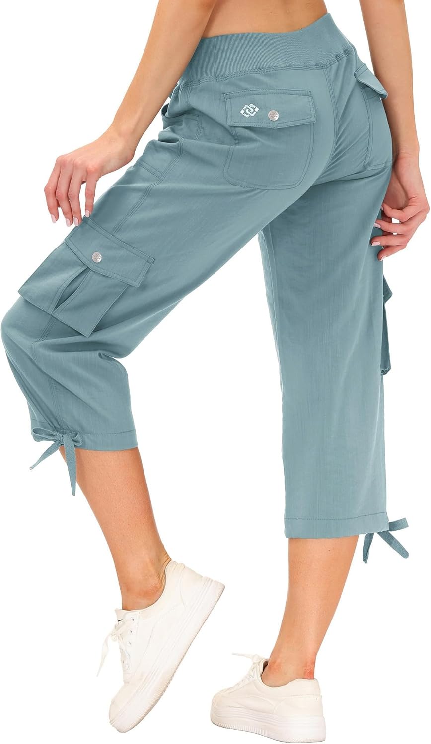 MoFiz Women's Capri Pants - Lightweight Casual Capris with Pockets for Hiking | Loose Fit & Dressy