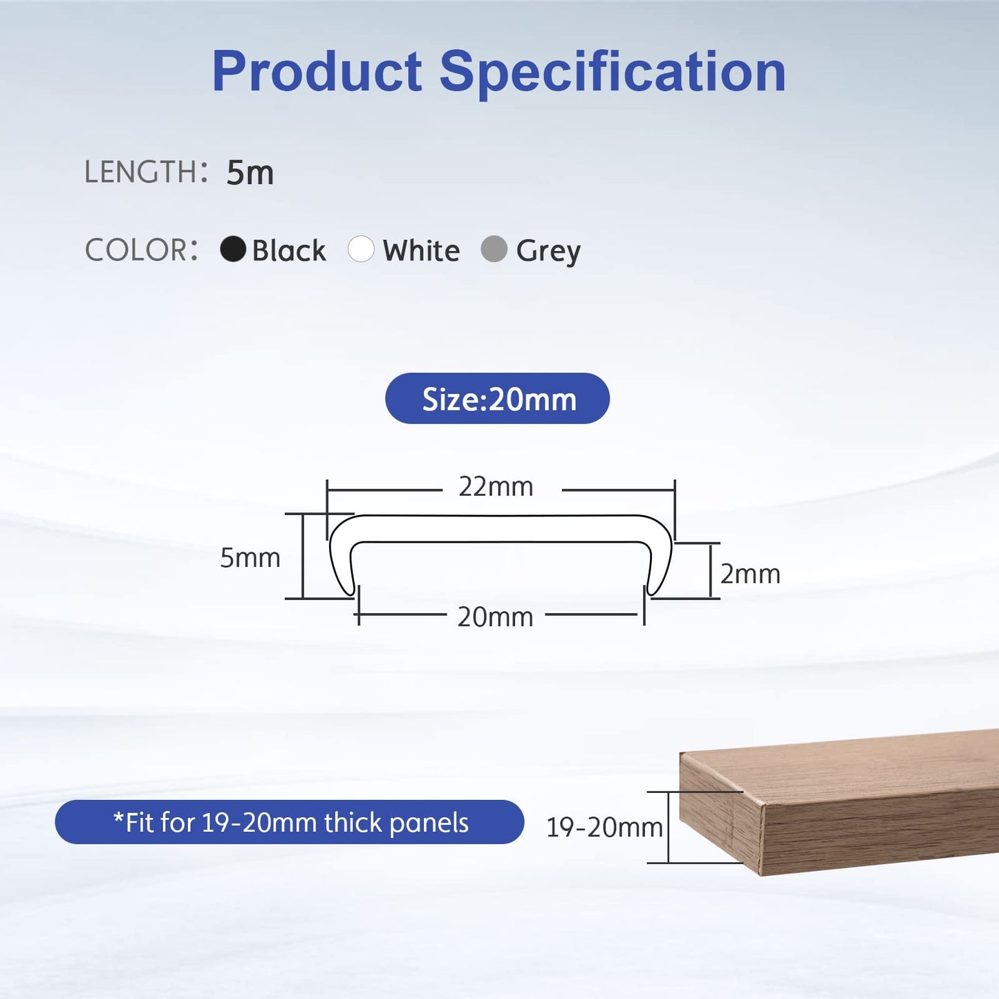 FAKILO U-Shape Edge Banding, 16.4ft TPE Self Adhesive Veneer Edging Trim Flexible Corner Edge Protector, Furniture Edge Strip for Countertop Table Cabinet Shelve Restoration(3/4'' (20mm), White)