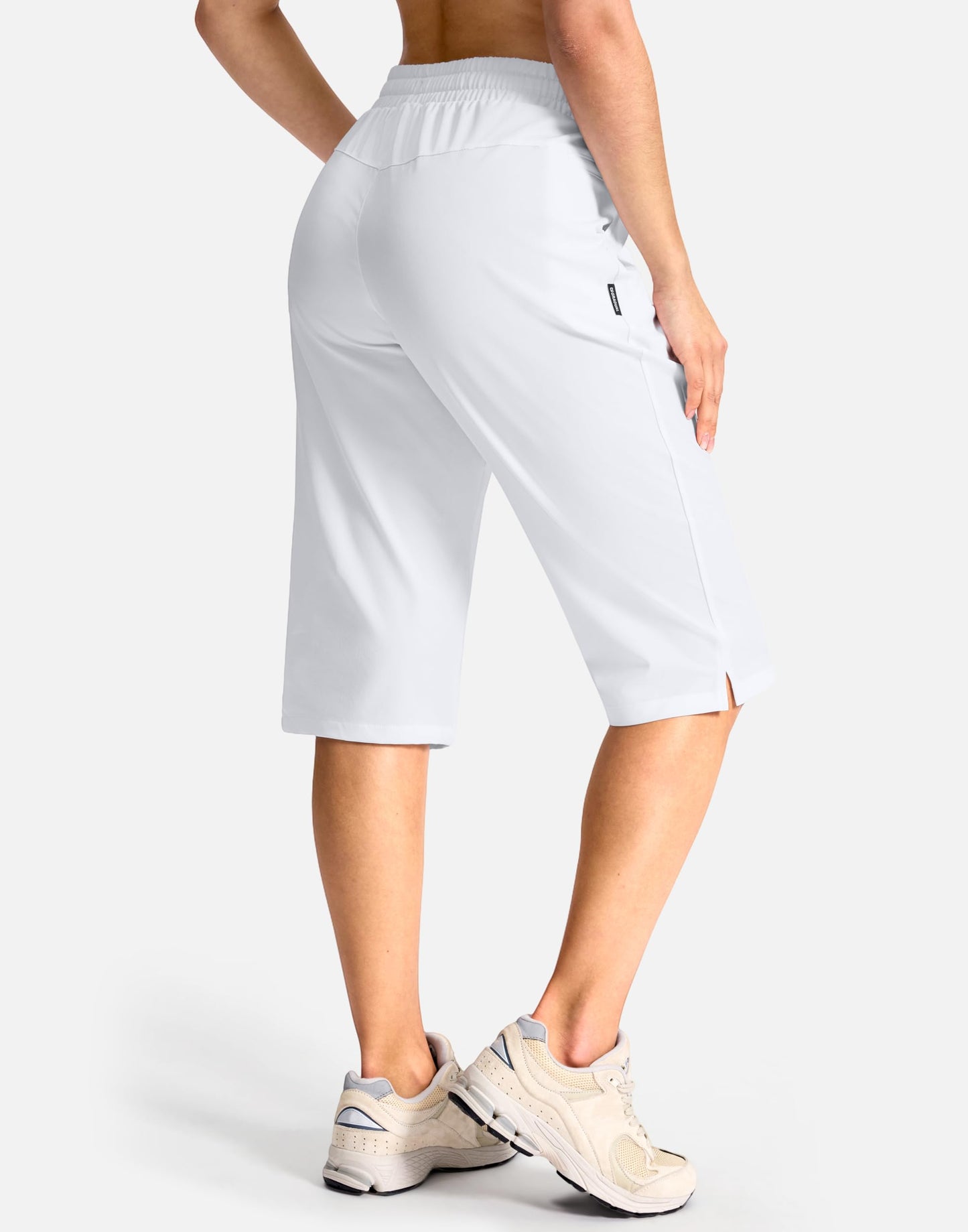 G Gradual Women's 15" Long Hiking Shorts with Zipper Pocket Below The Knee Capris Lightweight Bermuda Shorts for Women(White, 2XL)
